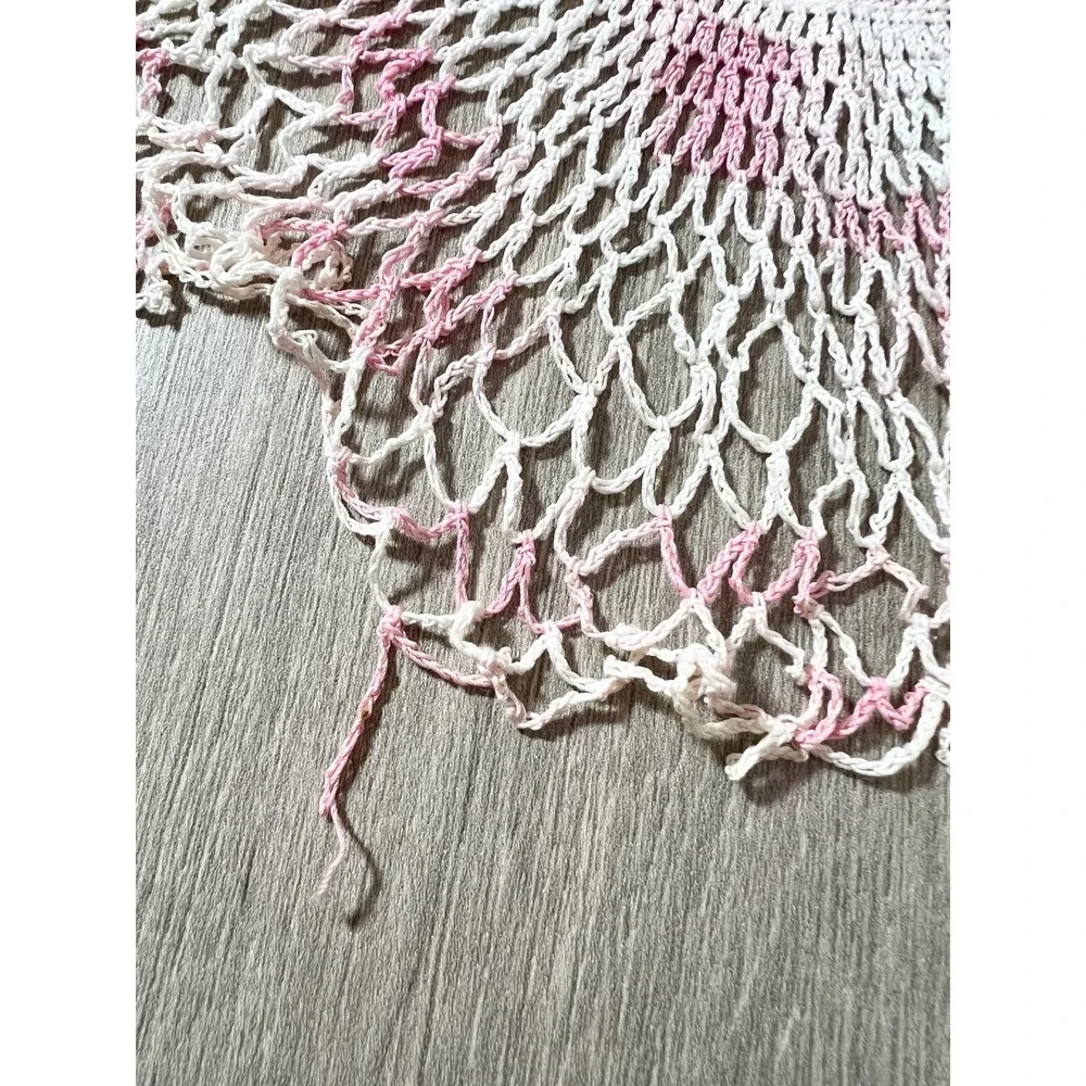 Four vintage handmade doilies crochet lace round colorful